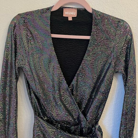 Show Me Your Mumu Kimora Mini Dress XS Iridescent Sparkle Shimmer Holiday NYE - Picture 8 of 14